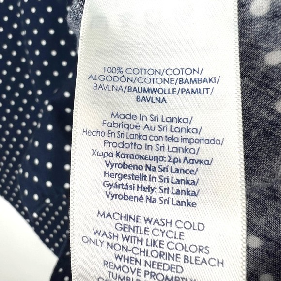 Ralph Lauren Chaps Womens Sz Small Non Iron Navy Blue Paisley Blouse Shirt Top - Picture 6 of 7